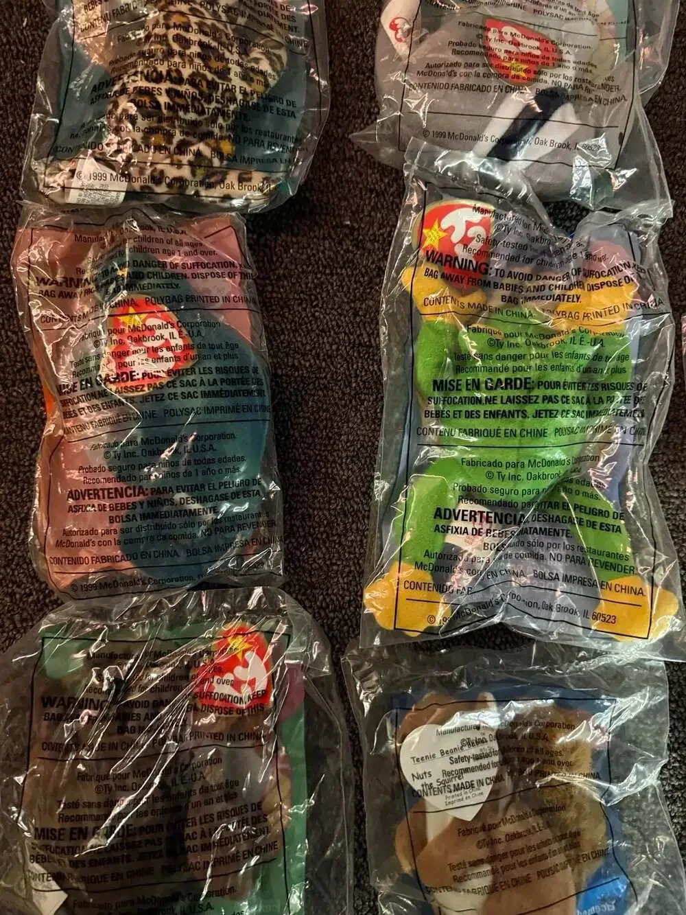 Set of 9 Vintage 1999 McDonald's Ty Teenie Beanie Babies Happy Meal Toys